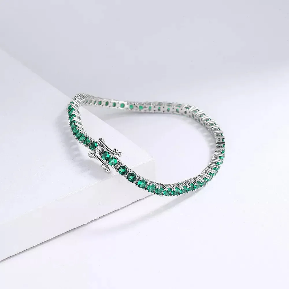 3mm Emerald Green CZ Tennis Bracelet