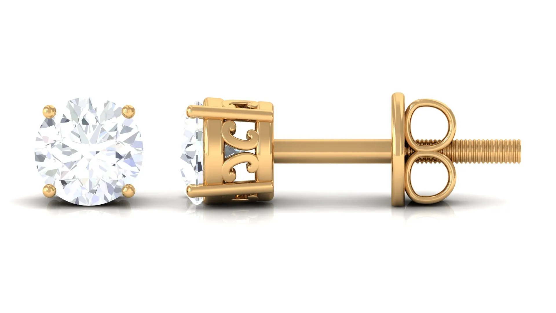 4X4 MM Round Cut Diamond Solitaire Stud Earrings in 4 Prong Setting for Women