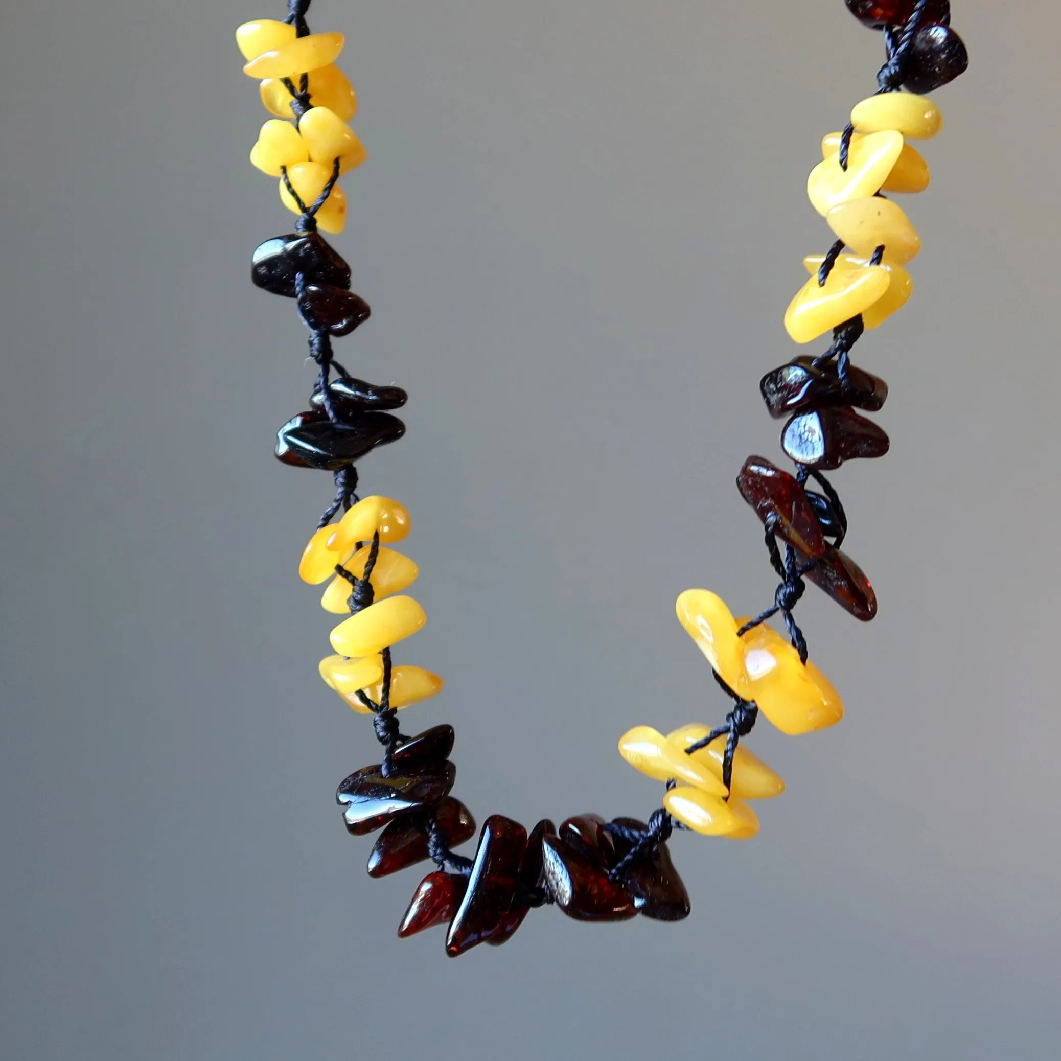 Amber Necklace Beautiful as a Butterfly Baltic Gems Yellow Red