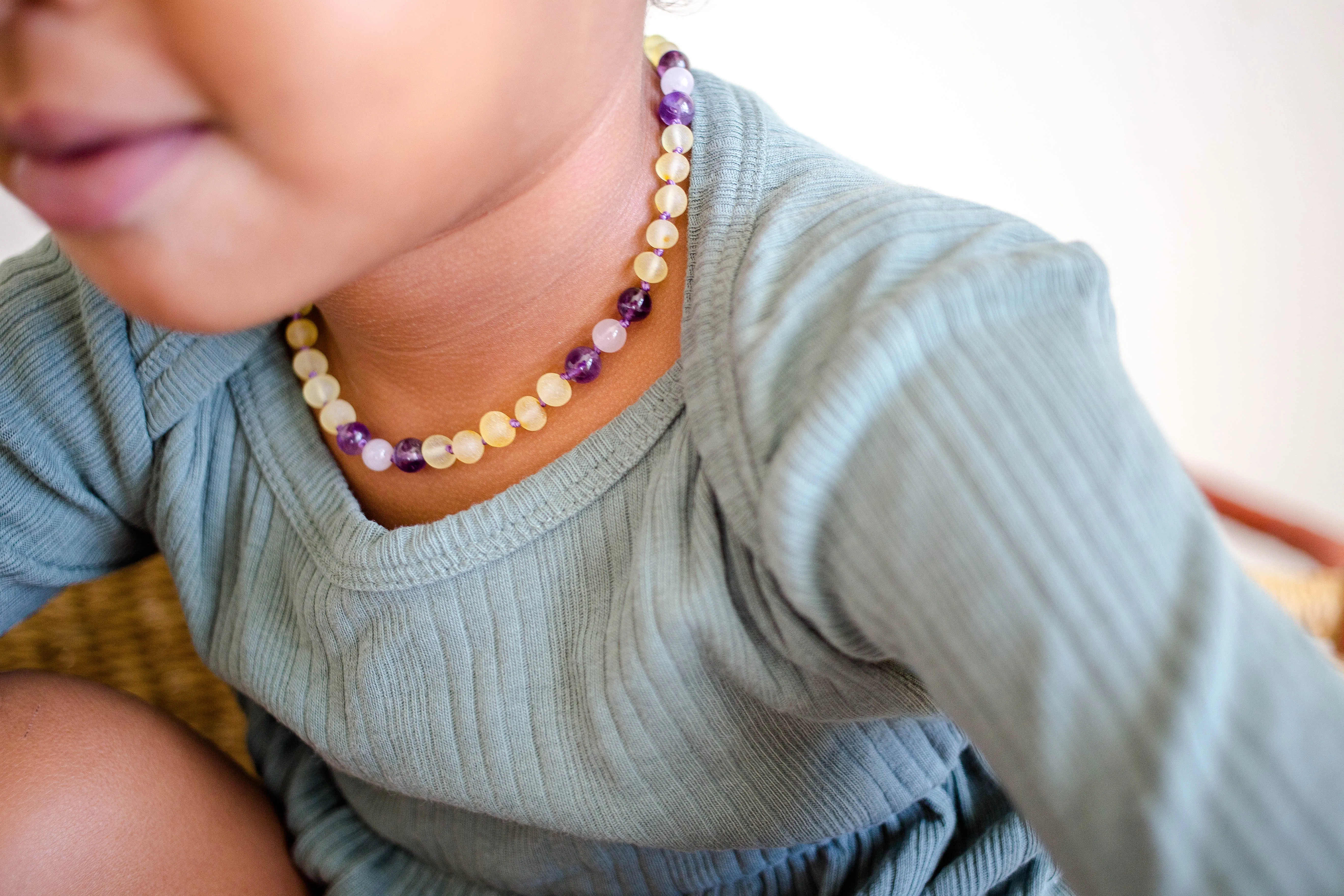 Amethyst   Rose Quartz   Lemon Baltic Amber Necklace ll POP   Screw Clasp