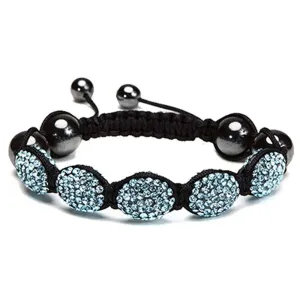 Aquamarine Crystal Oval  Shamballa Bracelet