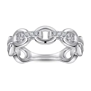 Buckle Chain Design with Zircon Silver Ring for Women