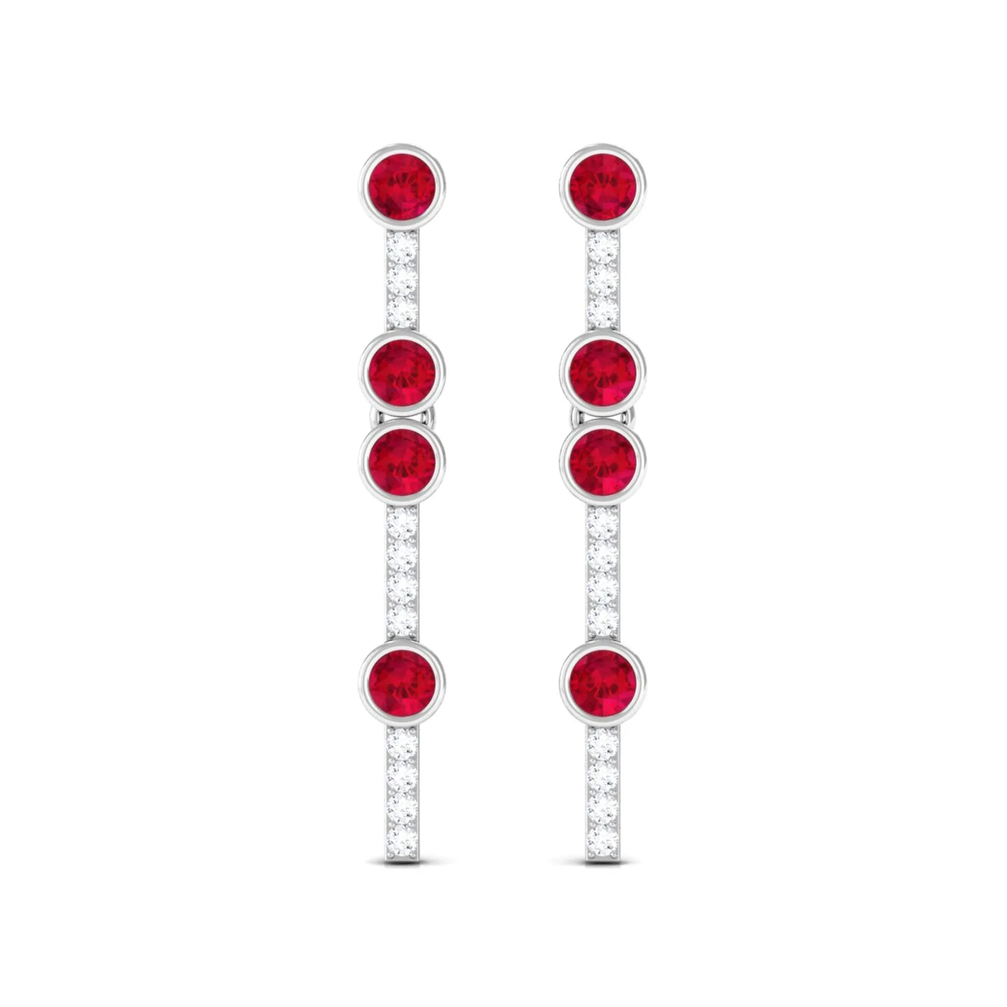 Created Ruby and Diamond Dangle Earrings