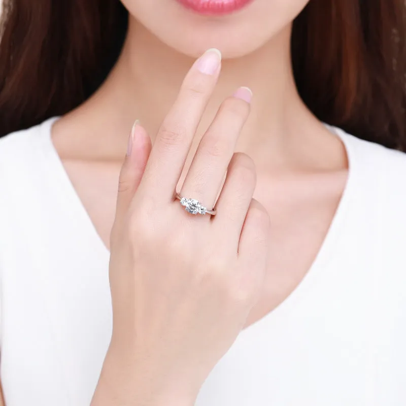 Elegant Sterling Silver Zircon Ring - European/American Style