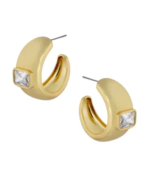 Emerald CZ Chunky Hoop Earrings