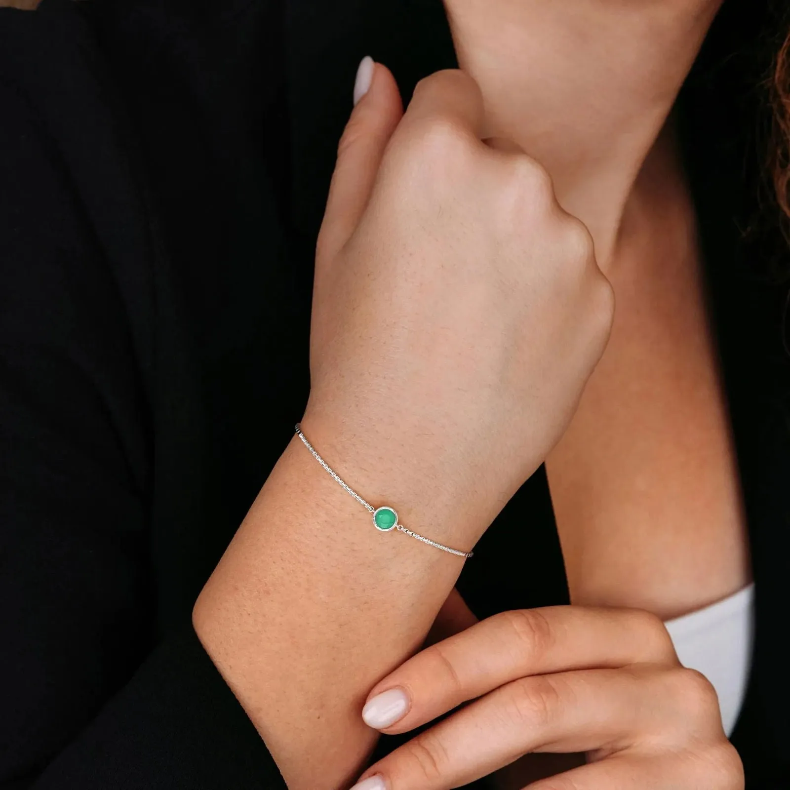 Irosk Bezel Set Round Emerald Bracelet