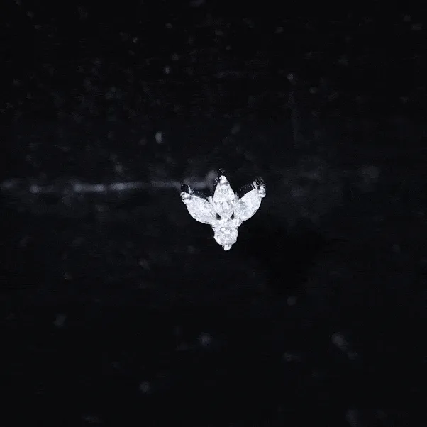 Marquise Shape Diamond Leaf Earring for Helix Piercing