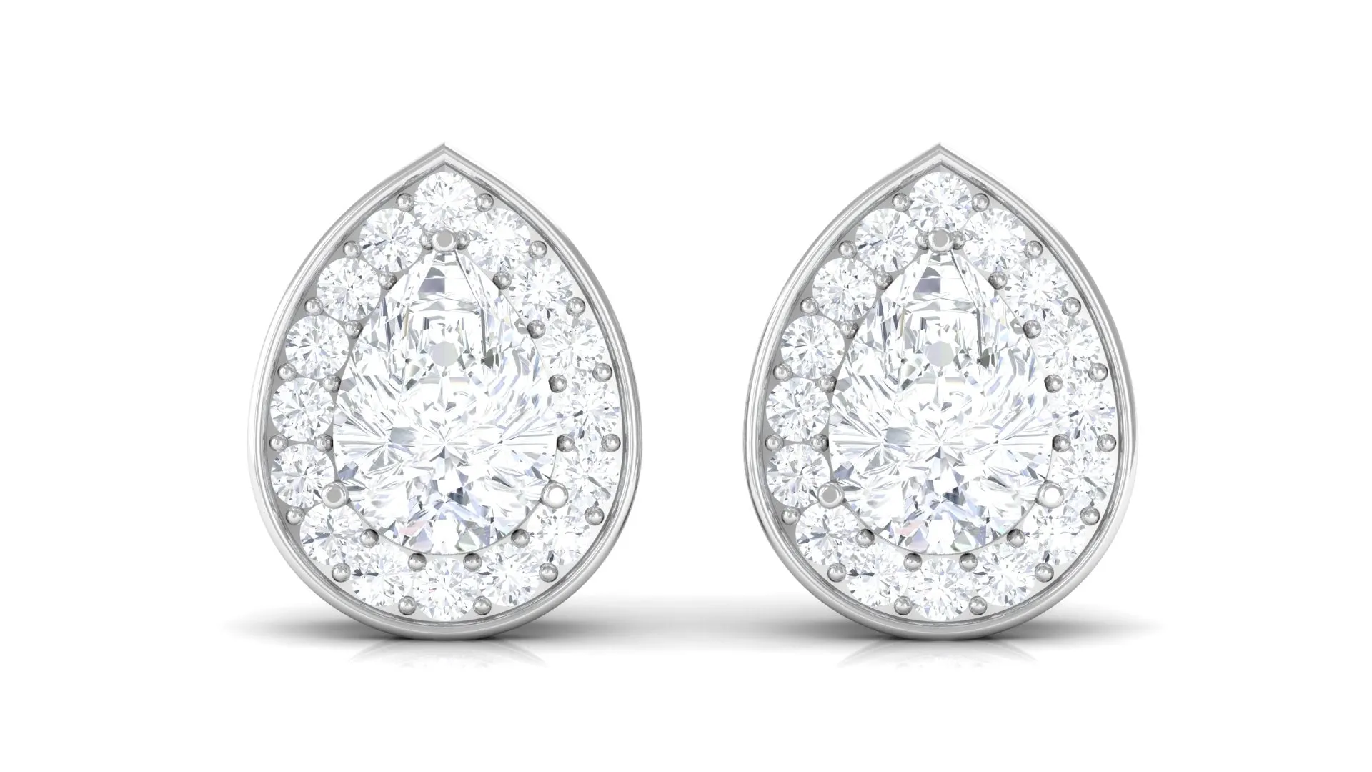 Pear Shape Lab Grown Diamond Classic Halo Stud Earrings