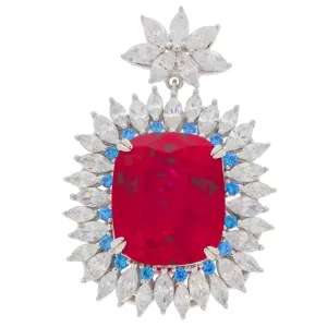 Red Ruby Sterling Silver Earrings with Accent