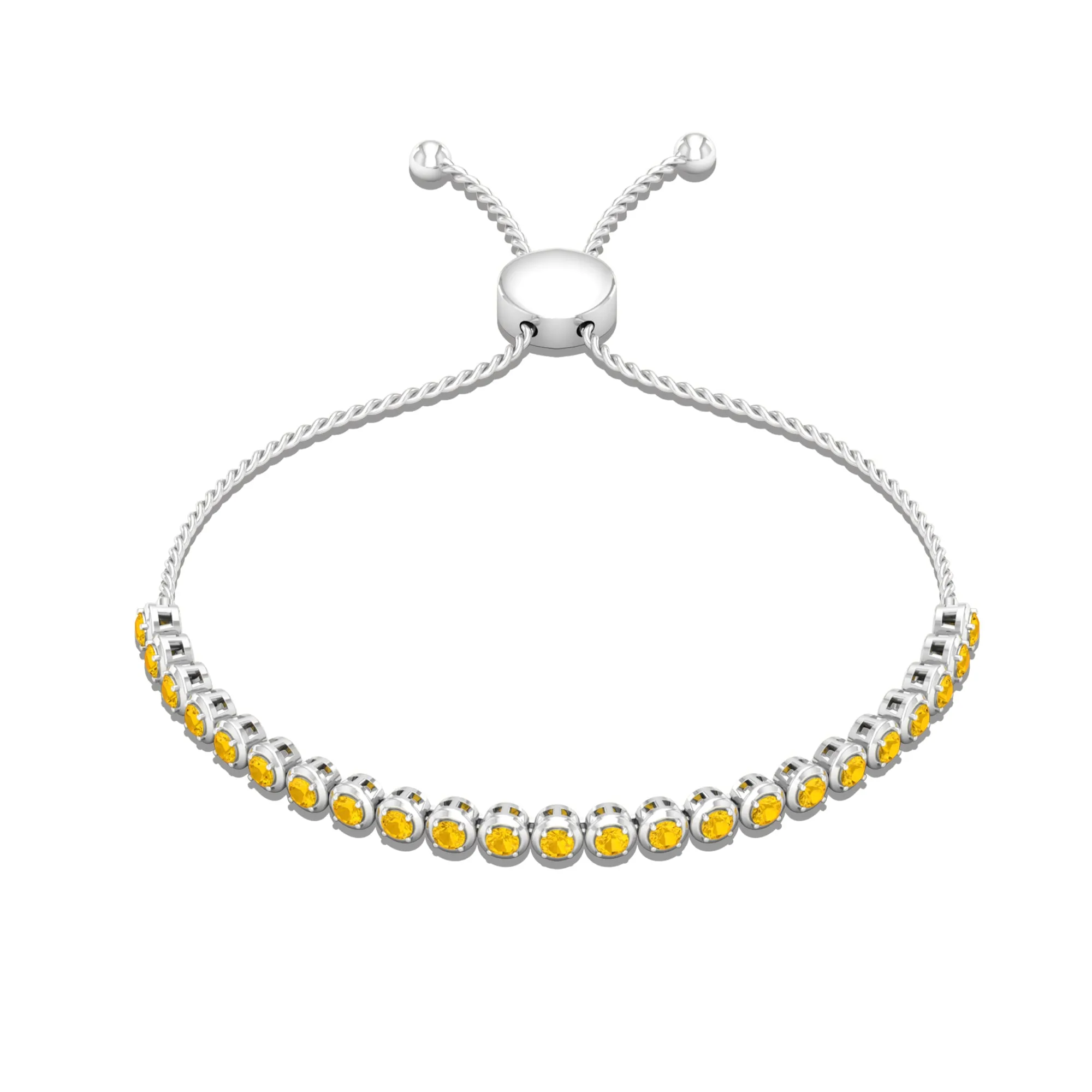 Round Yellow Sapphire Tennis Bolo Bracelet