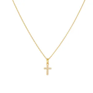 Zircon Cross Pendant Silver Necklace